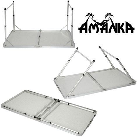 AMANKA Mesa para acampada 120x60x70cm de aluminio plegable portátil