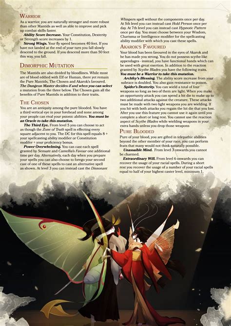 DnD 5e Homebrew Mantids Race By DoctorGlorious