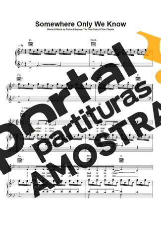 Somewhere Only We Know - Lily Allen - Partitura para Piano