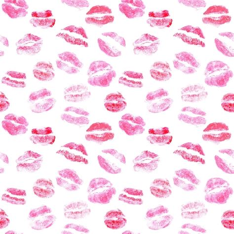 Premium Photo Lip Prints Seamless Kissing Pattern Pink Lipstick