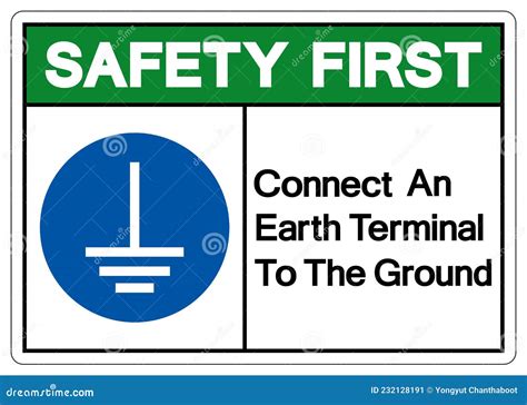 Safety First Connect An Earth Terminal To The Ground Symbol Sign Vector