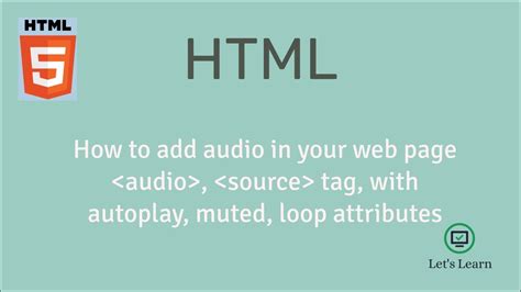 Add Audio In Your Html Web Page HTML Controls Autoplay Loop