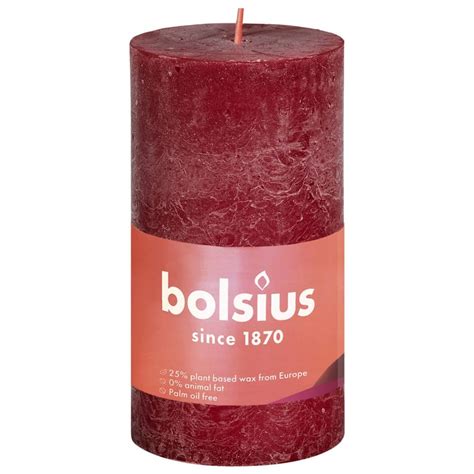 Bolsius Rustic Pillar Candles Shine 8 Pcs 10050 Mm Velvet Red Maakaan