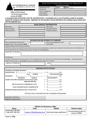 Fillable Online Juneau Hardship Exemption Application City And