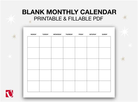 Monthly Calendar Template Pdf - Free Sample, Example & Format Templates - Free Sample, Example ...