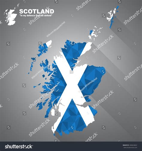 Scotland Flag Overlay On Scotland Map With Polygonal And Long Tail