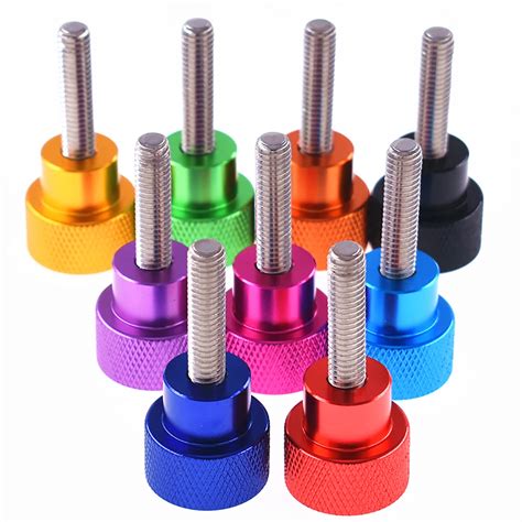 1Pcs Head Dia 14mm Colourful Thumb Screw M6 Aluminum Alloy Stainless