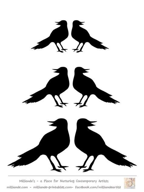 Crow Silhouette Template Collection Free Printable Bird Silhoutte