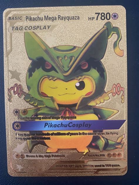 Mavin Pikachu Mega Rayquaza Tag Cosplay Gold Foil Pokemon Card