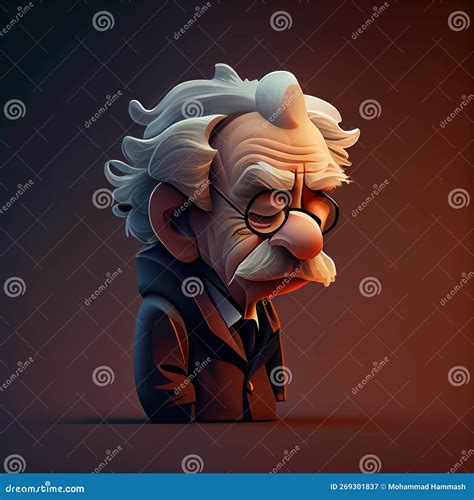 Sad Einstein Cartoon With Wild Hair And Famous Suit, Made With ...