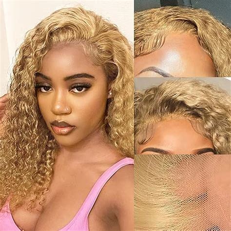 Amazon Honey Blonde Bob Curly Lace Front Wig Human Hair X HD Lace Human Hair Wig For