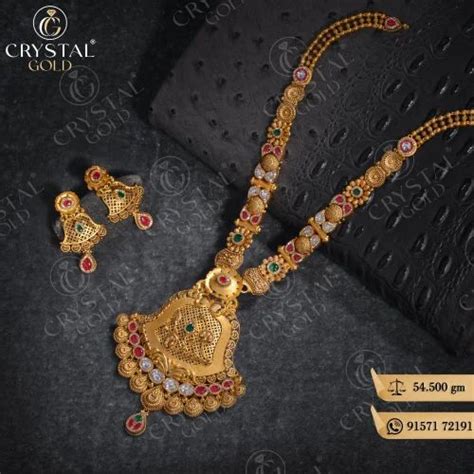 Festive Wear 22k Gold South Indian Long Necklace Set 54 5g At 370000