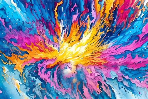 Water Color Or Oil Painting Fine Art Illustration Of Abstract Splash