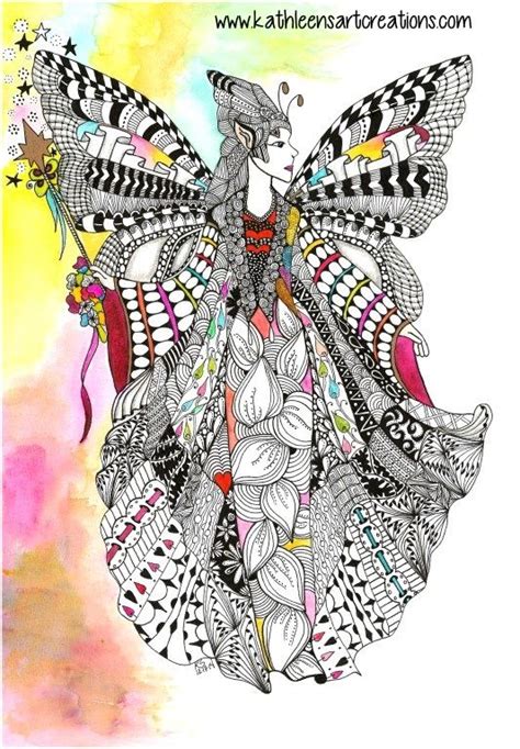 Whimsical Zentangle Inspired Fairy Named Tianna Fairy Queen