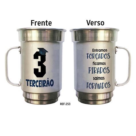 caneca de aluminio personalizada formatura terceirão Elo7