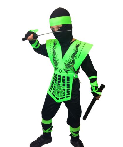 Jungen Neon Power Samurai Drachen Ninja Kostüm Kinder Kombat Kostüm eBay