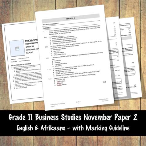 Grade 11 Business Studies November Paper 2 Eng And Afr With Marking