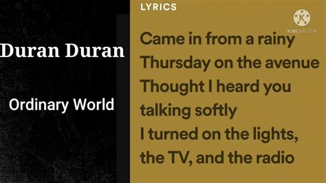 Duran Duran Ordinary World Karaoke Higher Key Youtube