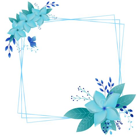 Rectangular Floral Frame PNG Transparent Rectangular Blue Floral Frame