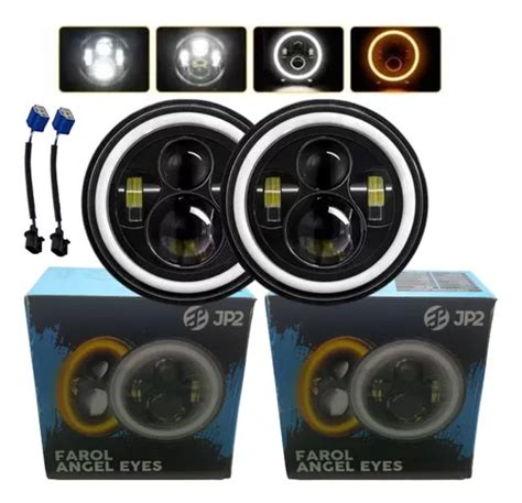 2x Farol Angel Eyes Defender Led Jeep Troller Fusca Kombi