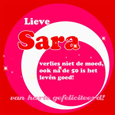 Roze Met Rode Kaart Sara 50 Jaar Verjaardagskaarten Kaartje2go