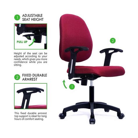 Padded Cushion Mid Back Ergonomic Office Chair, Black and Red at Rs ...