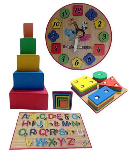 O Que E Brinquedo Pedagogico - Kit Brinquedo Pedagógico Educativo Em Madeira Escolha O Seu Kit ...