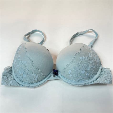 Body Victorias Secret 32B Perfect Shape Bra Padded Light Blue Floral