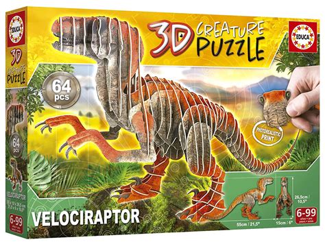 Puzzle 3D Dinozaury Welociraptor 64 El Educa Sklep EMPIK