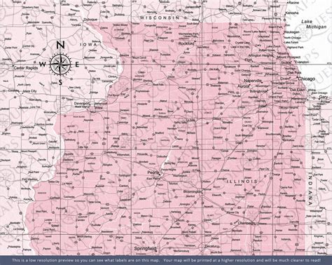 Push Pin Illinois Map Pin Boardposter Pink Color Splash Freeshipping Conquest Maps Llc