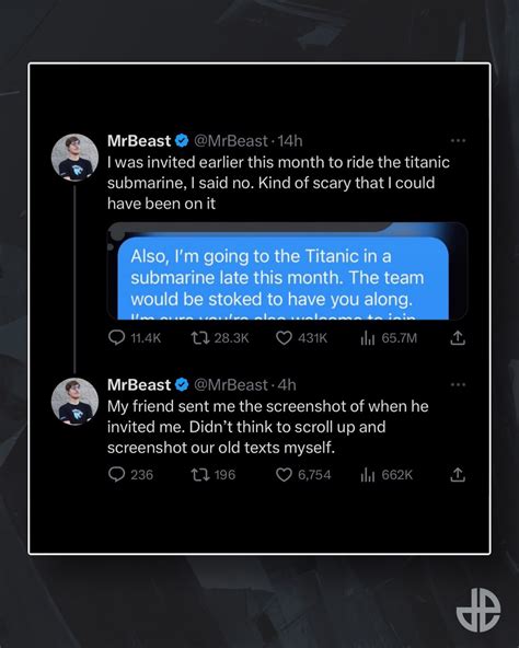 Mrbeast Reveals Titanic Submarine Invite Twitter Reacts Hot Sex Picture