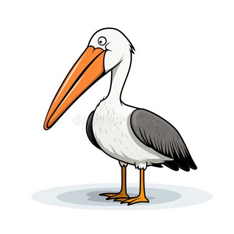 Simplistic Cartoon Pelican With A Large Beak Stock Illustration