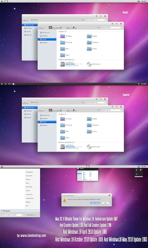 Mac OS X Ultimate Theme For Windows10 May 2019 Update 1903