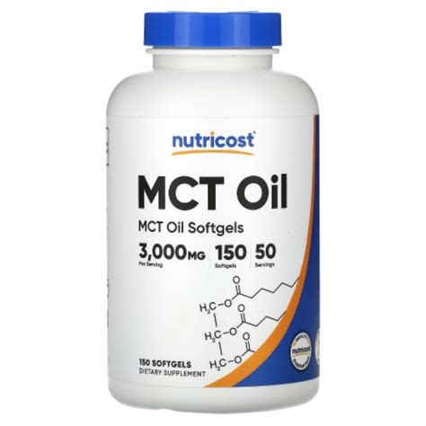 Nutricost MCT Oil 3 000 Mg 150 Softgels 1 000 Mg Per Softgel 150