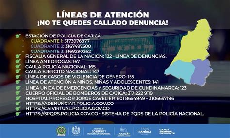 Conoce las líneas de atención en caso de emergencia Cajicá Alcaldía