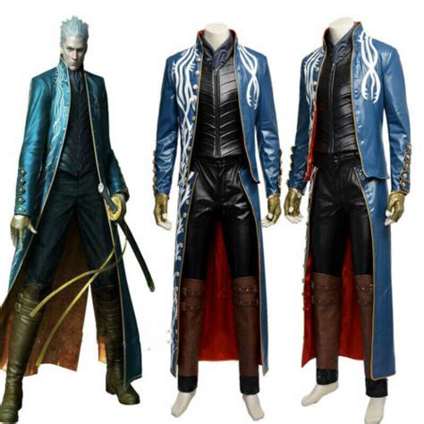 Devil May Cry 3 Vergil Cosplay Costume Men Outfit Halloween Custom Made