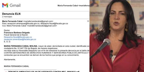 María Fernanda Cabal Denunció Ante La Fiscalía Amenaza De Atentado Del Eln