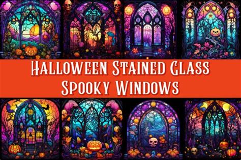 Halloween Stained Glass Spooky Windows Graphic By Omnia Hiba Designer