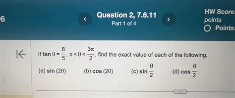 Solved If tanθ 58 π