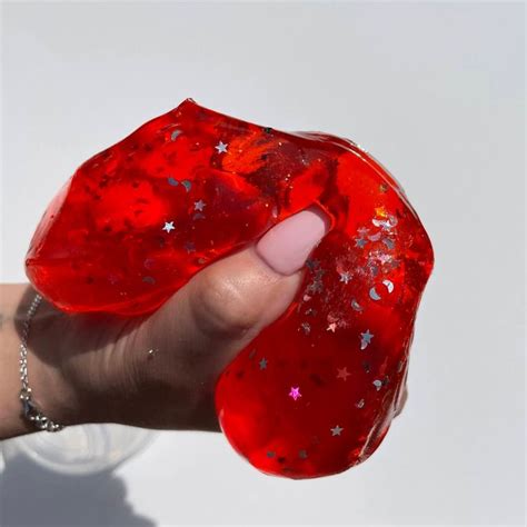 Starberry Slime Red Clear Slime With Glitter Strawberry Scented Slime ...