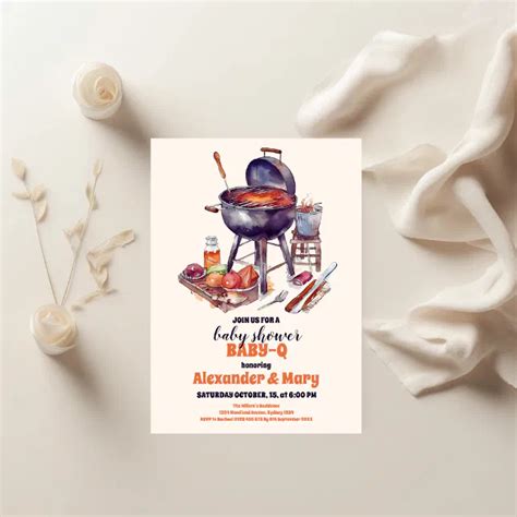 Bbq Rustic Couples Baby Shower Babyq Invitation Zazzle