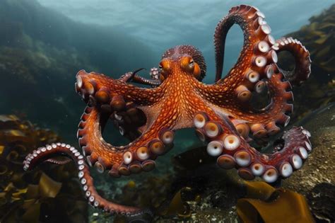 El pulpo gigante del Pacífico en el mar de Japón en el Lejano Oriente