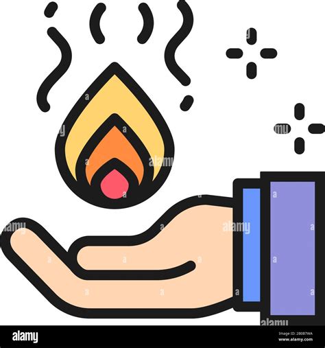 Trick with fire in hand, magic flat color line icon Stock Vector Image ...