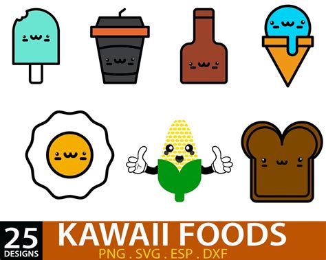 Kawaii Food Svg Bundle Food Svg Bundle Friendship Best Etsy