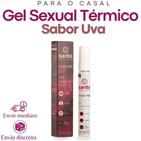 Gel Térmico Coméstivel Beijável Sabor Uva ML Massageador Sexy Shop Orale Hot Santo Cosméticos
