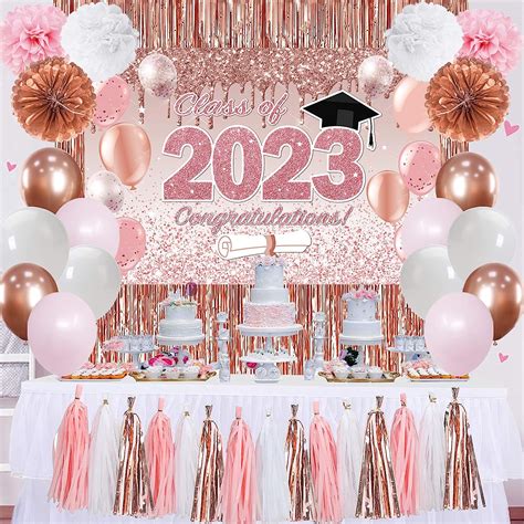 Amazon.com: Pink Graduation Decorations Class of 2023,Pink and Rose