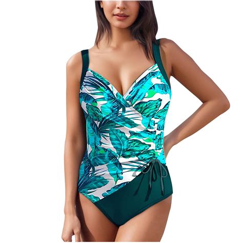 Zquuvou Women S Bikini Set Colorful Print Camisole Fold Retract Your Waist Tight Fitting Bikini