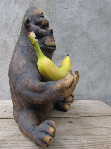 Ceramic Gorilla Holding A Banana Banana Dispenserorganizer Etsy