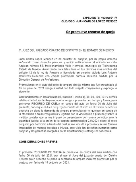 Recurso De Queja Descargar Gratis Pdf Derechos Humanos Derechos