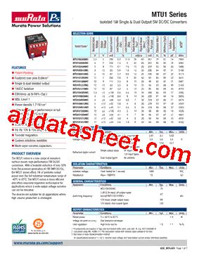 Mtu S Mc Datasheet Pdf Murata Power Solutions Inc